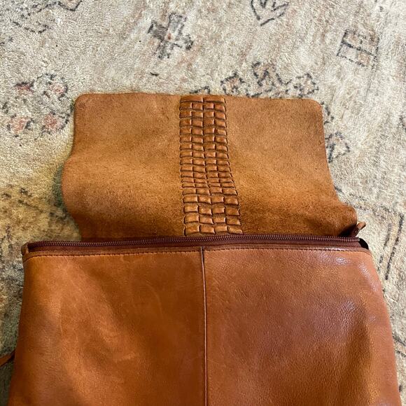 Vilenca Holland ANTHRO Brown Leather Flap Backpack with Laptop Compartment GUC - Picture 3 of 15